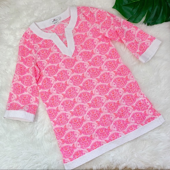 Vineyard Vines Other - Vineyard Vines Tunic Coverup Girls Large Fish Pink